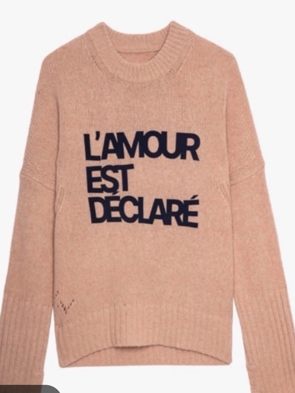 Zadig & Voltaire Wool Malta Crewneck Sweater L'AMOUR EST DECLARE XS
